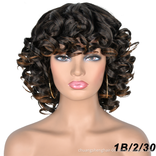 New Style curly Wigs body wave deep straight afro short synthetic fringe kinky curly bob wigs bangs natural hair with bang wig